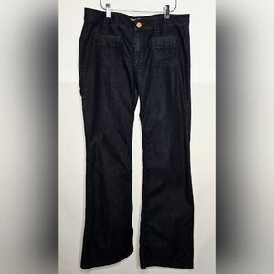 Women's CAbi Farrah Flare Wide Leg Trouser Jeans Sz 10 Scandi Bohemian Normcore